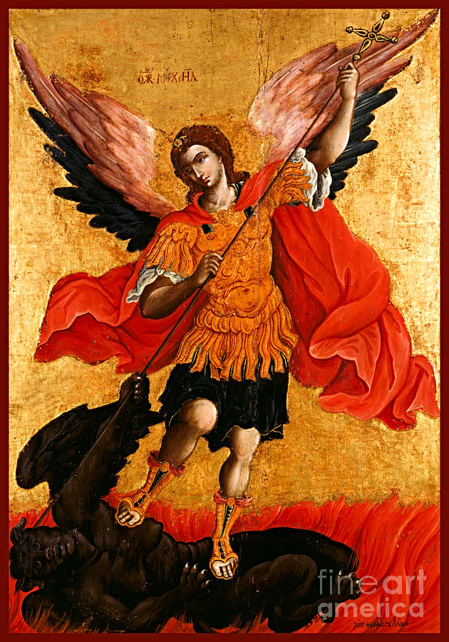 Archangel Saint Michael defeating the devil