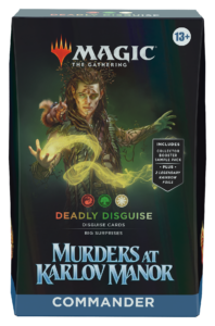 The box for Deadly Disguise, one of four Commander decks from Murders at Karlov Manor.