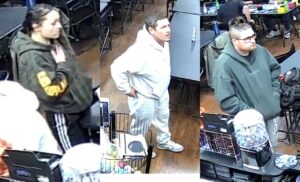 Images of the three alleged card thieves. They are reportedly traveling in a black pickup truck with an RV attachment, accompanied by a husky-breed dog. Image source: Reliquary Gaming