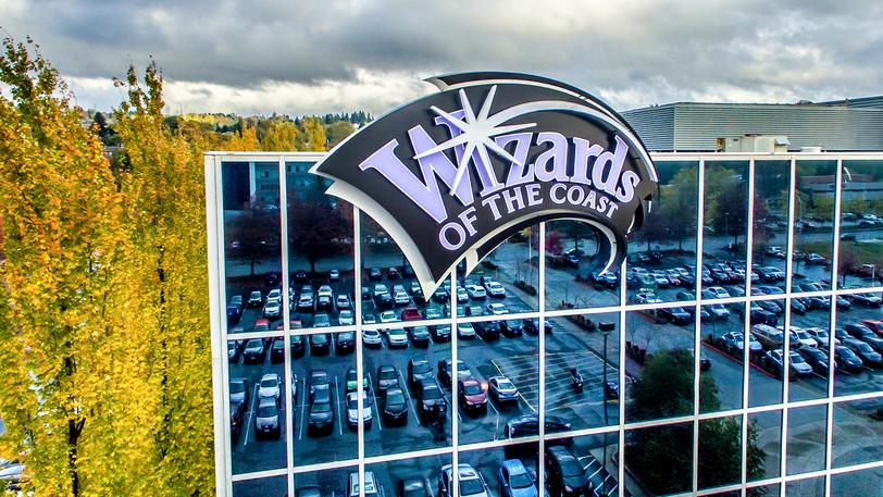 An exterior shot of Wizards of the Coast's headquarters in Renton, Washington. Our exclusive interview takes a good look at what went on behind those windowpanes.