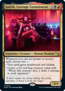 Judith, Carnage Connoisseur, a new card from Murders at Karlov Manor.