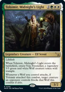 Tolsimir, Midnight's Light, a new card from Murders at Karlov Manor.