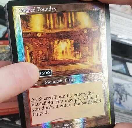The serial retro frame copy of Sacred Foundry pulled by an employee at Mythic Games in Lakewood, Colorado. Image source: Kory Rutherford