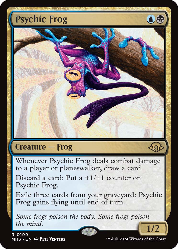 Psychic Frog, a recent reveal from MC Chicago. From Modern Horizons 3.