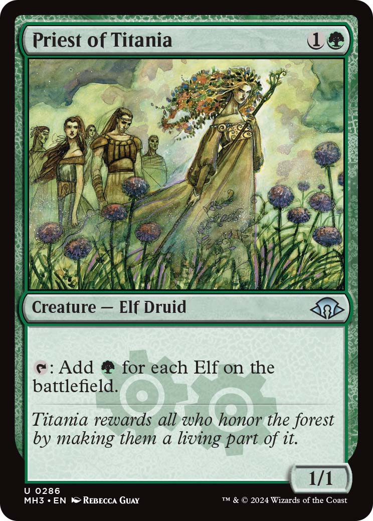 Priest of Titania, a recent reveal from MC Chicago. From Modern Horizons 3.