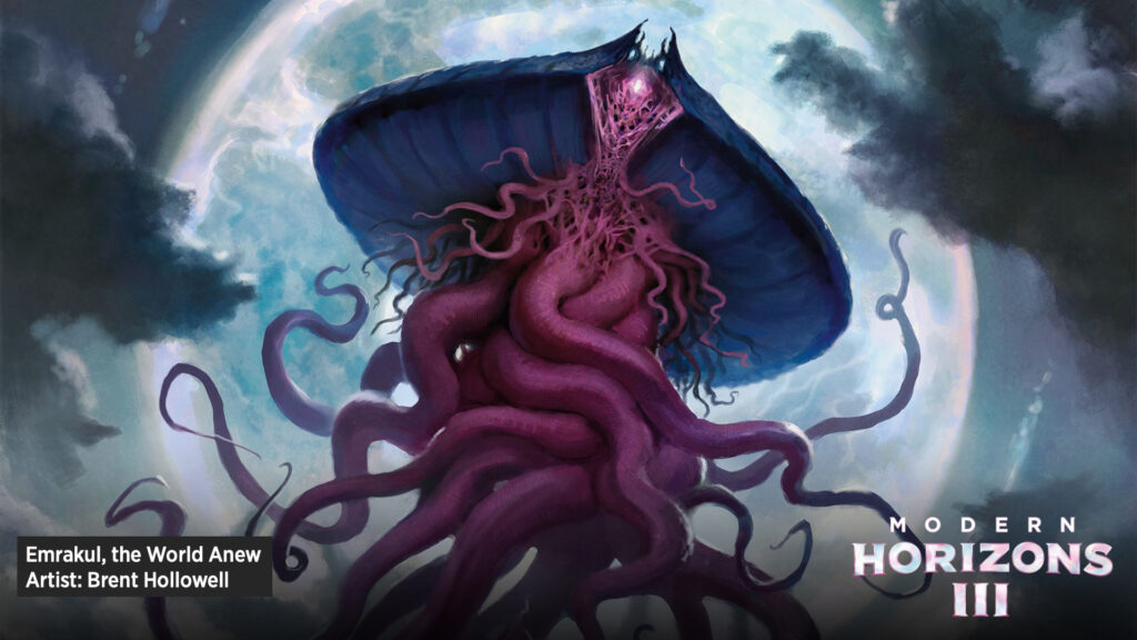 The full art for Emrakul, the World Anew, a card from Modern Horizons 3. Illustrated by Brent Holowell.