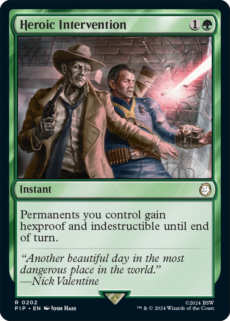 Heroic Intervention, a reprinted card from MTGPIP, out March 8th.