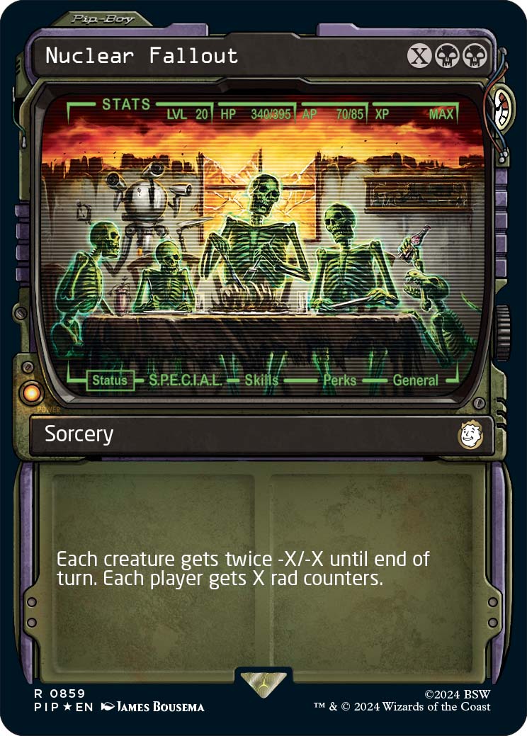 The Pip-Boy treatment for Nuclear Fallout, a new card from the Fallout Commander decks, out March 8th.