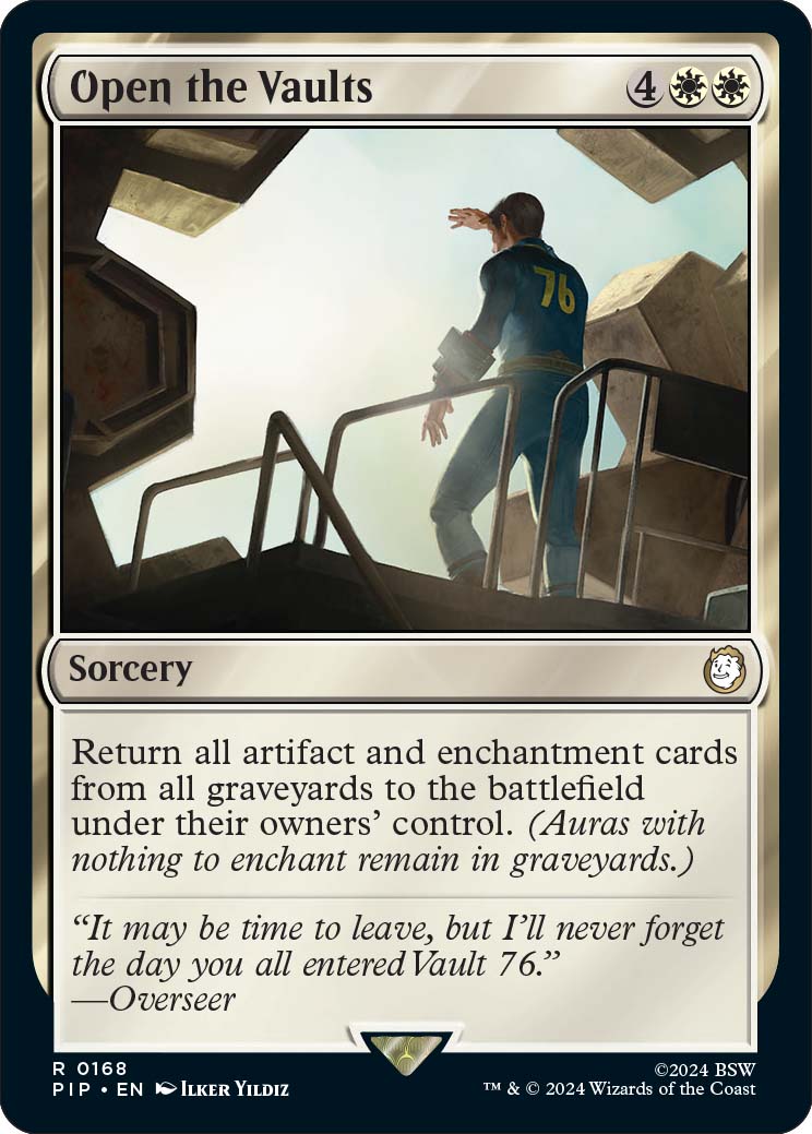 Open the Vaults, a reprinted card from MTGPIP, out March 8th.