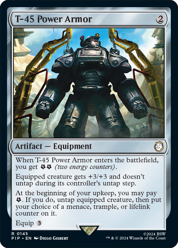 T-45 Power Armor, a new card from the Fallout Commander Decks, out March 8th.