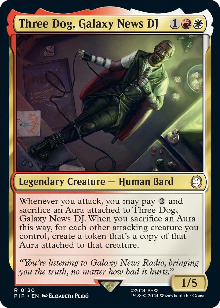 Three Dog, Galaxy News DJ, a new card from the Fallout Commander Decks, out March 8th.