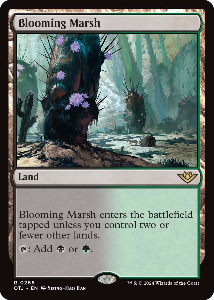 Blooming Marsh, a land card originally printed in Kaladesh and reprinted in Outlaws of Thunder Junction.