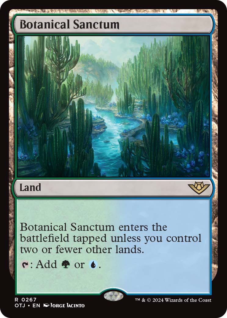 Botanical Sanctum, a land card originally printed in Kaladesh and reprinted in Outlaws of Thunder Junction.