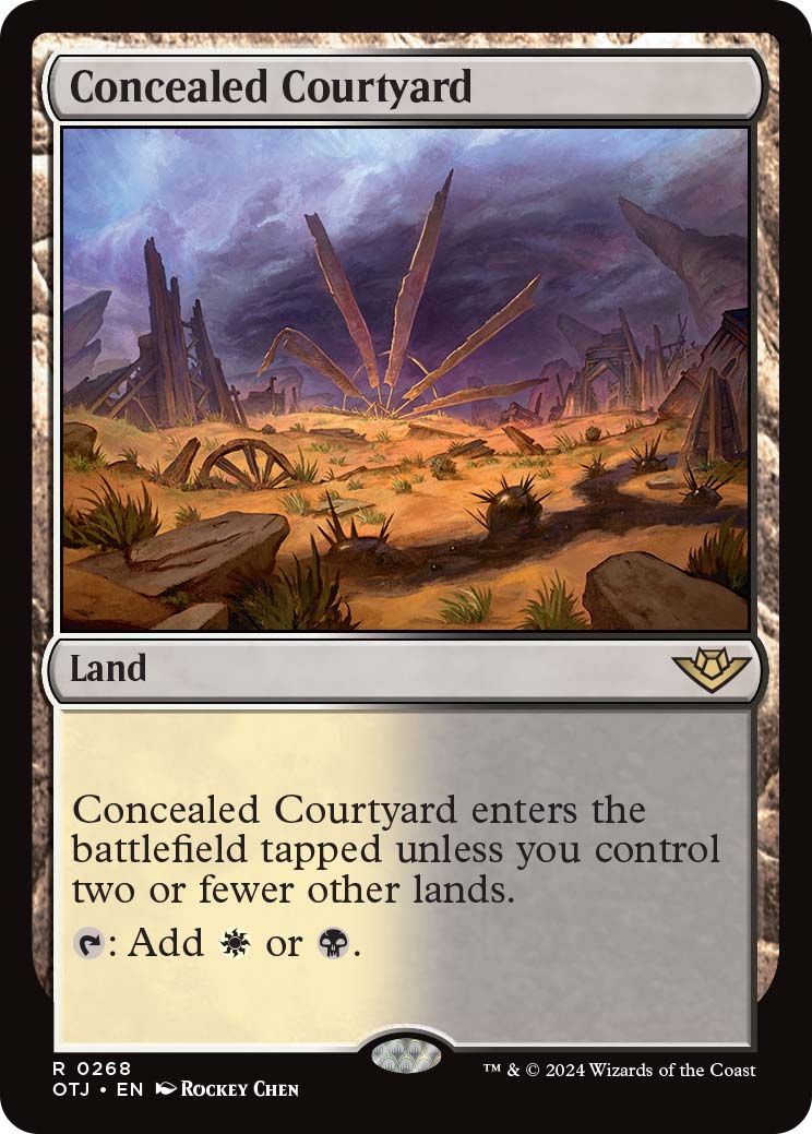 Concealed Courtyard, a land card originally printed in Kaladesh and reprinted in Outlaws of Thunder Junction.