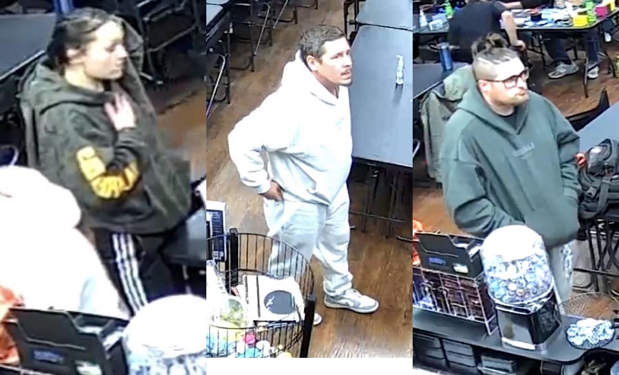 A collaged image of the three alleged card thieves who robbed local game stores in the Midwest US. From left to right: Abbie Zimmerman, Brooks Allen Clinton, Joshua Norris. Source: Reliquary Gaming.