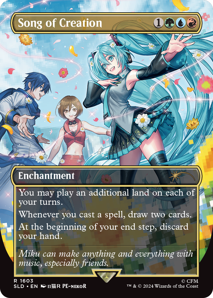 Song of Creation, a reprinted card from Secret Lair x Hatsune Miku: Digital Sensation, a new Secret Lair drop for the Summer.