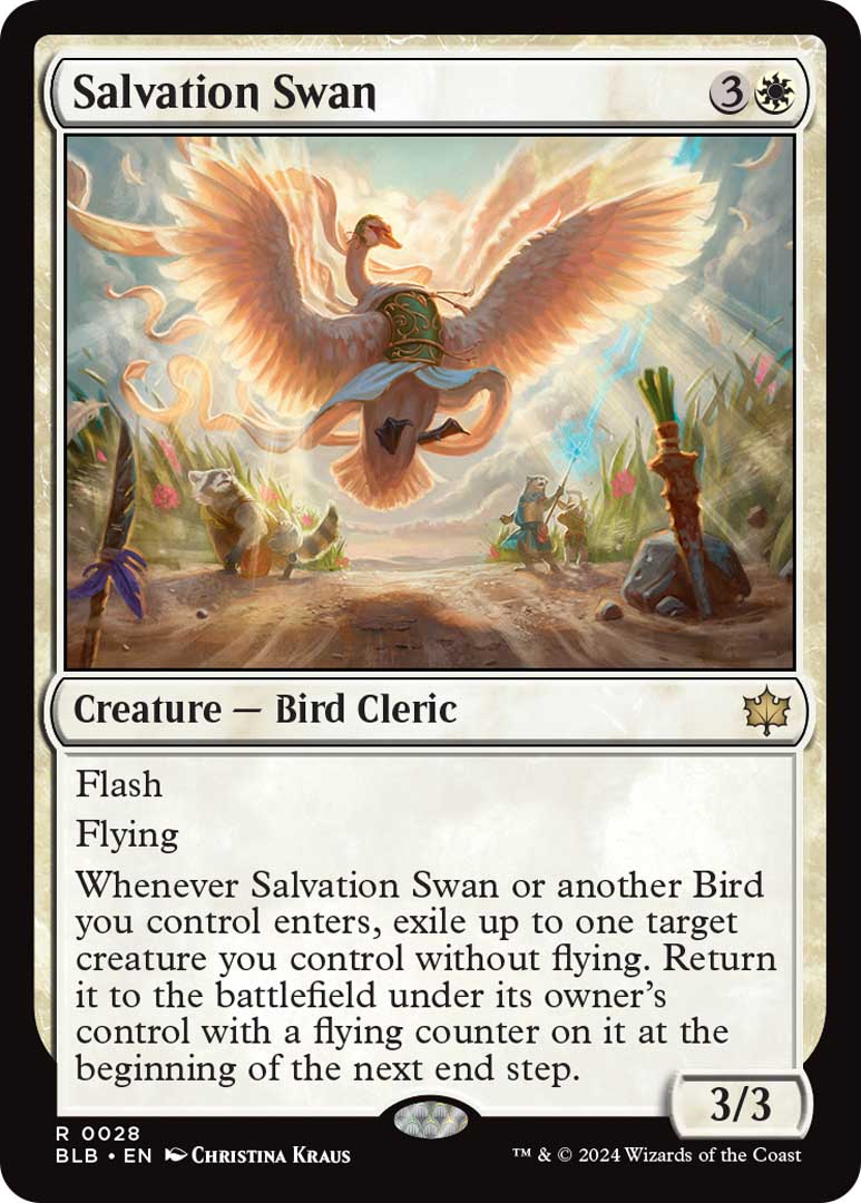 Salvation Swan, a new card in Bloomburrow, the next upcoming set.