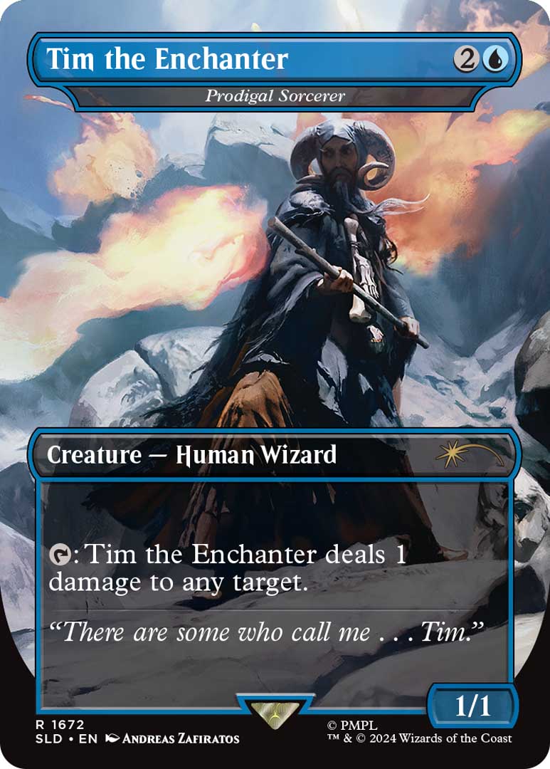 Prodigal Sorcerer, a card often referred to as "Tim", now envisioned as Tim the Enchanter.