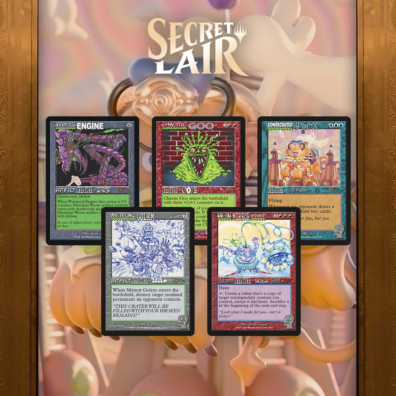 The contents of the Secret Lair x Brain Dead: Creatures drop.