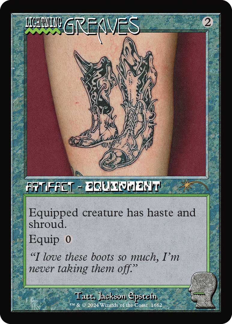 Yes, this is a copy of Lightning Greaves with a photograph of a tattoo for art. Tattooed by Jackson Epstein.