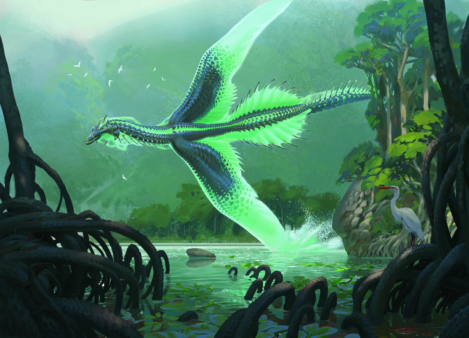 The full art for Teval, Arbiter of Virtue. Illustrated by Alexander Ostrowski for Tarkir: Dragonstorm.