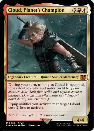 Cloud, Planet's Champion, a new card from Universes Beyond: Final Fantasy. Image credit: Wizards of the Coast