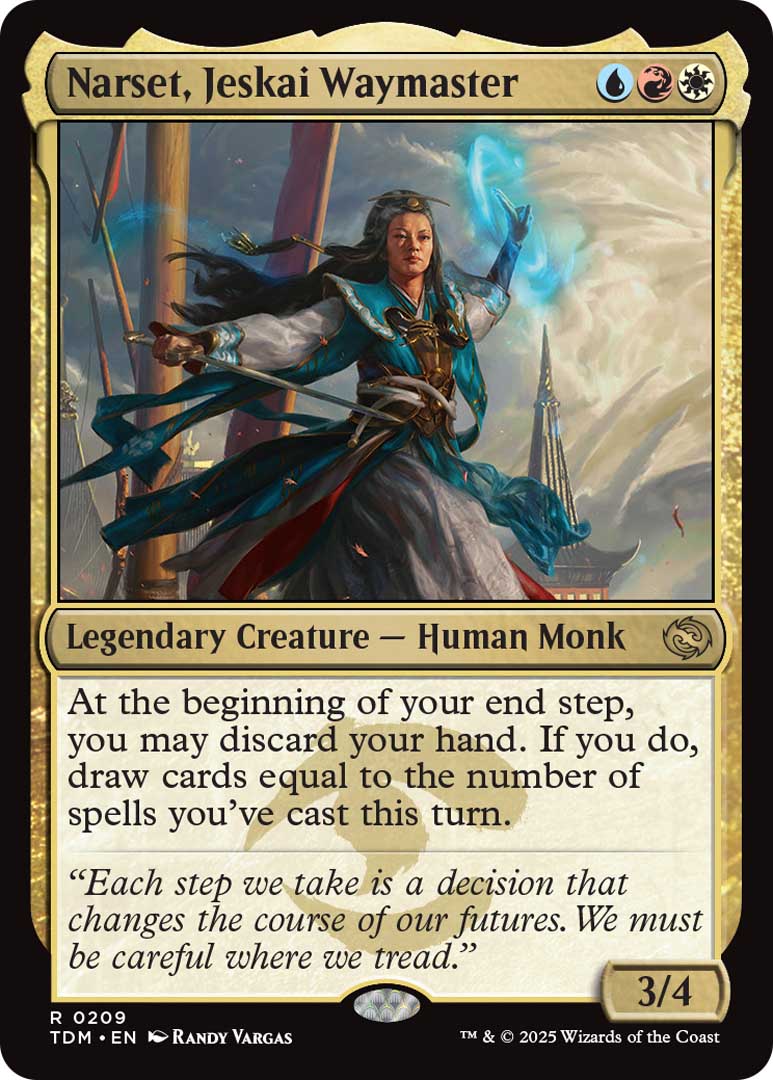 Narset, Jeskai Waymaster, a new card from Tarkir: Dragonstorm. Previewed at MagicCon Chicago. Image credit: Wizards of the Coast