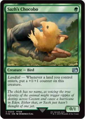 Sazh's Chocobo, a new card from Universes Beyond: Final Fantasy. Image credit: Wizards of the Coast