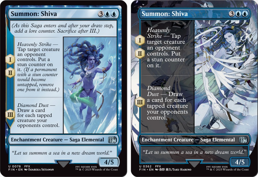 Summon: Shiva, a new card from the new Final Fantasy set, and a Borderless treatment. Image credit: Wizards of the Coast