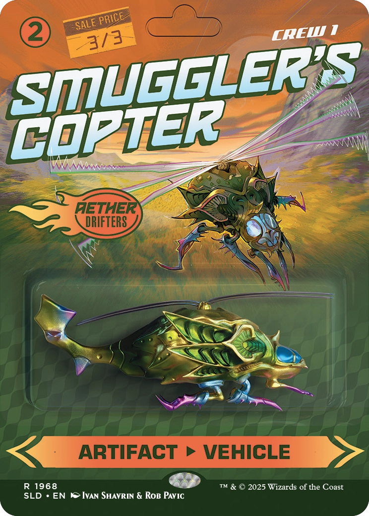 Smuggler's Copter, a card from the Aether Drifters drop for the Winter 2025 Superdrop. Illustrated by Ivan Shavrin and Rob Pavic.