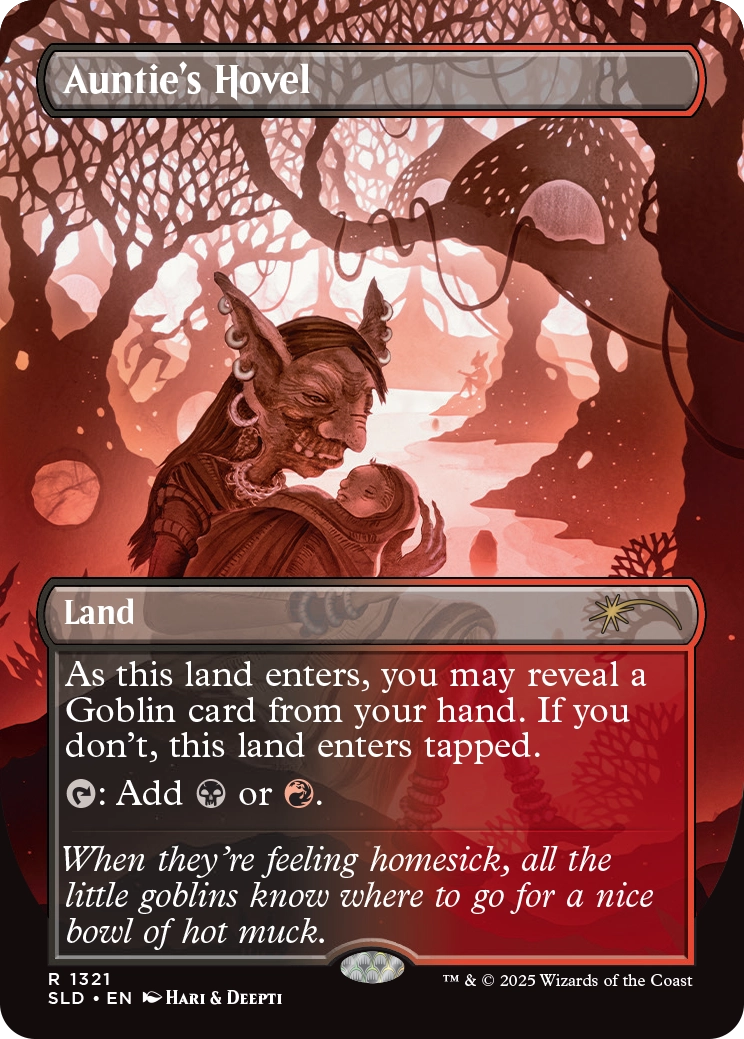 Auntie's Hovel, a card from the Lorwyn Lightboxes Secret Lair drop. Illustrated by Hari & Deepti.