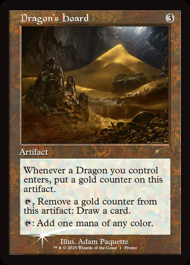 A retro-frame promotional copy of Dragon's Hoard, available to Magic Academy participants. Image credit: Wizards of the Coast